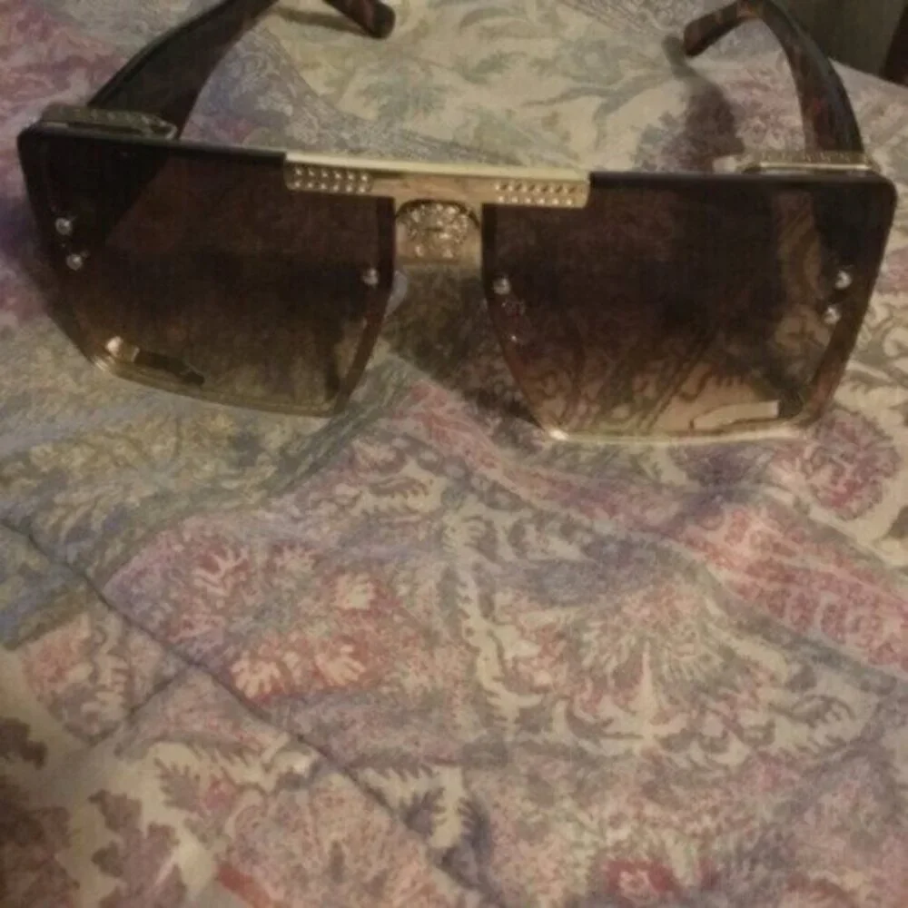 Sunglasses Luxury Retro Large Square  Brown Leopard Gold Frame - Picture 9 of 9